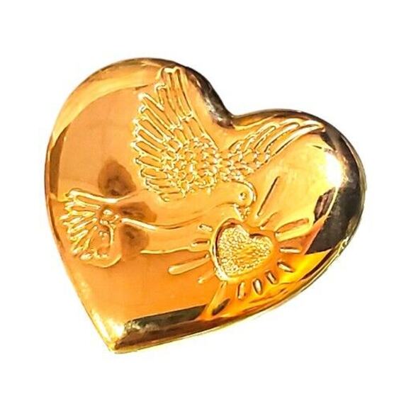 Vtg Heart Brooch Religious Dove “THE Variety Club” Pin God's Bright Gold Tone - Picture 1 of 4